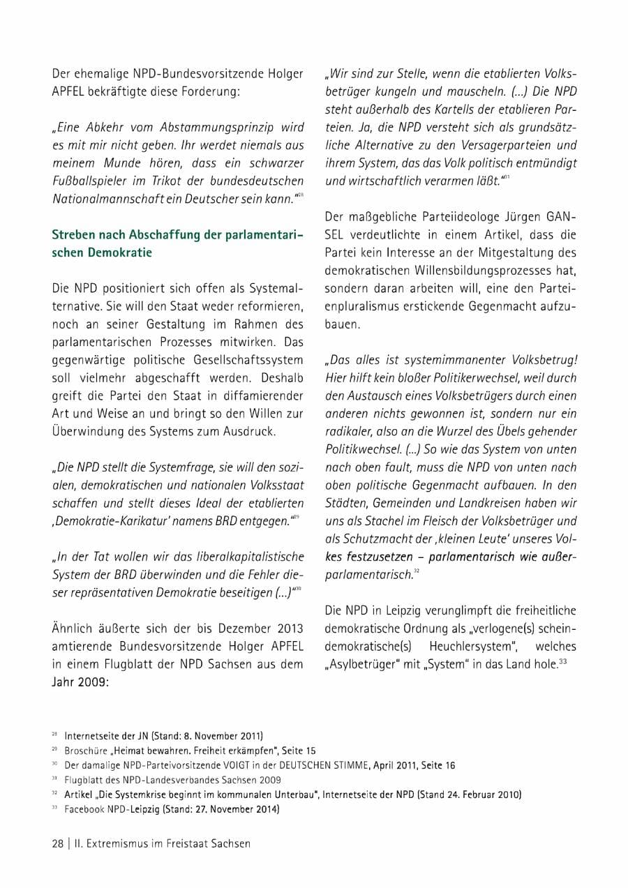 Seite 29 des Verfassungsschutzbericht 2014 Sachsen