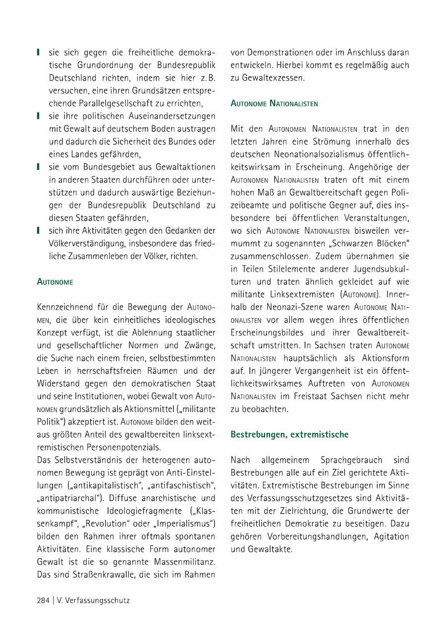 Seite 285 des Verfassungsschutzbericht 2014 Sachsen