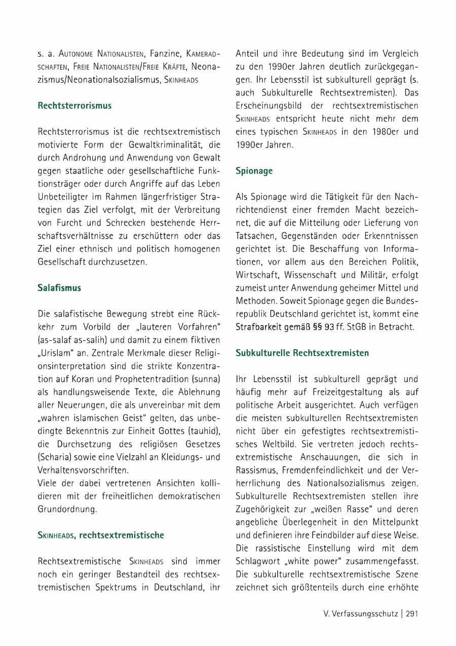 Seite 292 des Verfassungsschutzbericht 2014 Sachsen