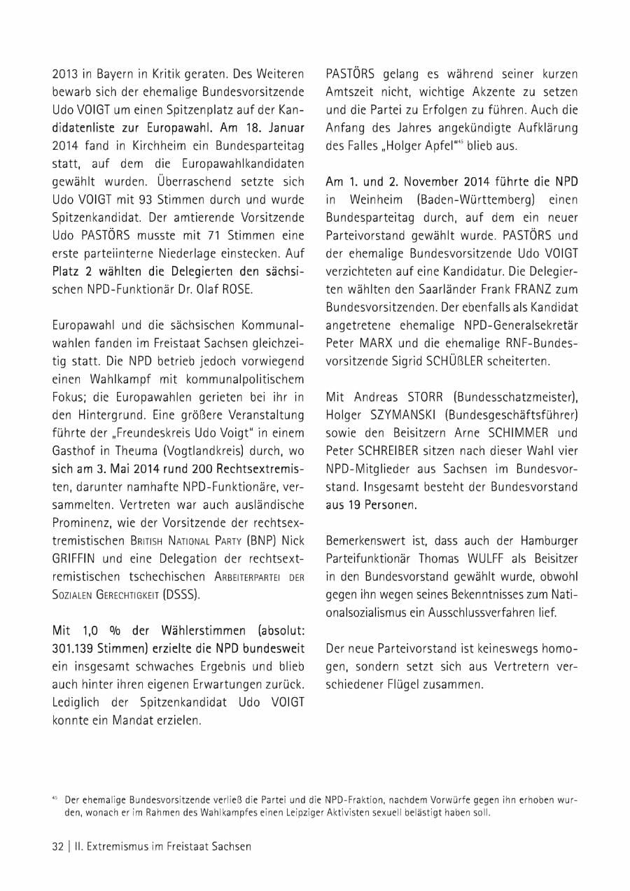 Seite 33 des Verfassungsschutzbericht 2014 Sachsen