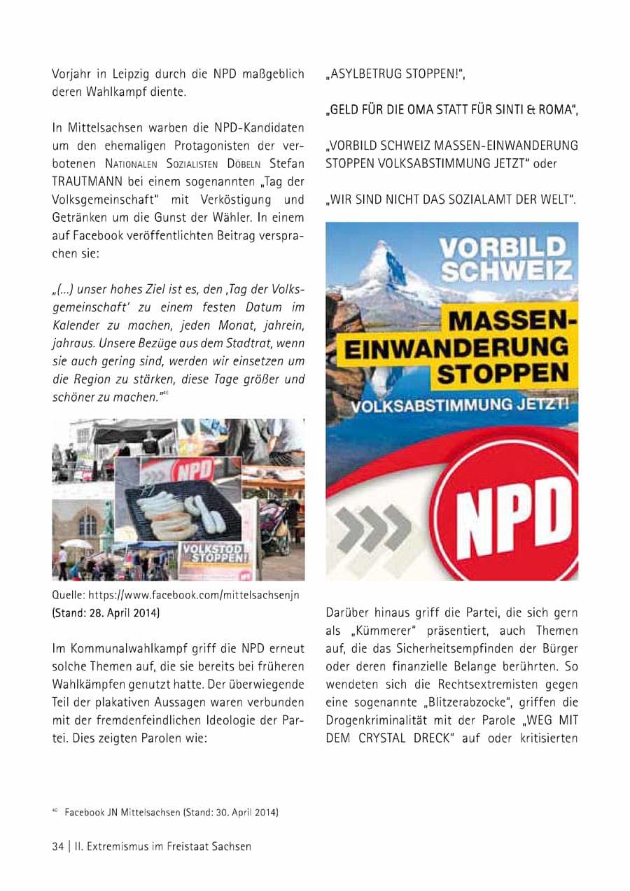 Seite 35 des Verfassungsschutzbericht 2014 Sachsen