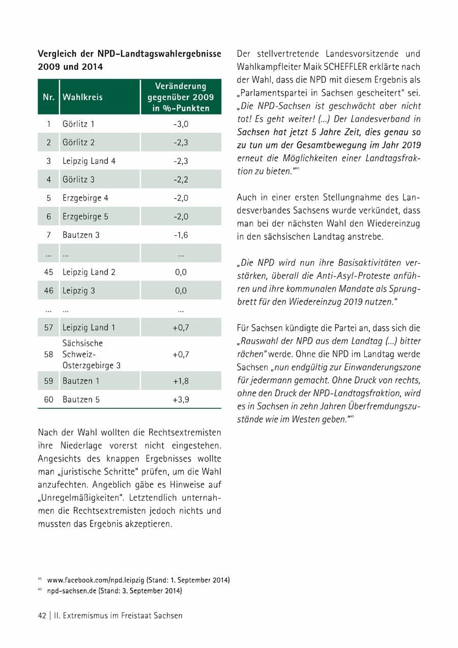 Seite 43 des Verfassungsschutzbericht 2014 Sachsen