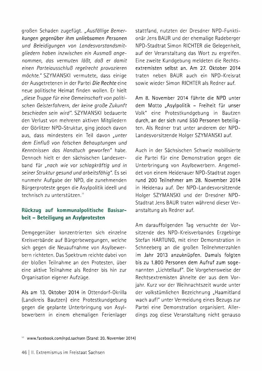 Seite 47 des Verfassungsschutzbericht 2014 Sachsen