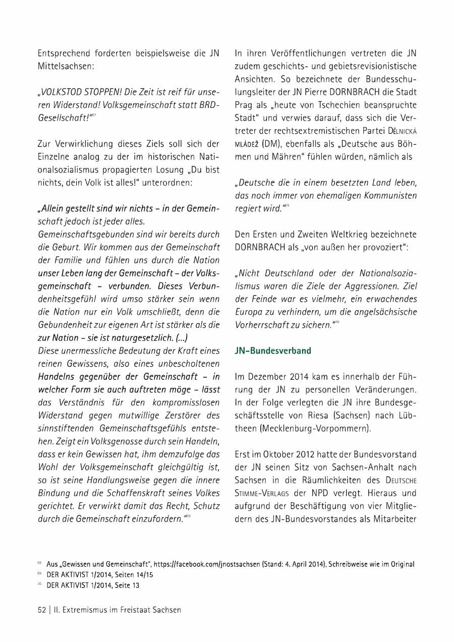 Seite 53 des Verfassungsschutzbericht 2014 Sachsen