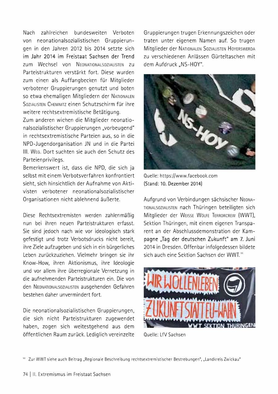 Seite 75 des Verfassungsschutzbericht 2014 Sachsen