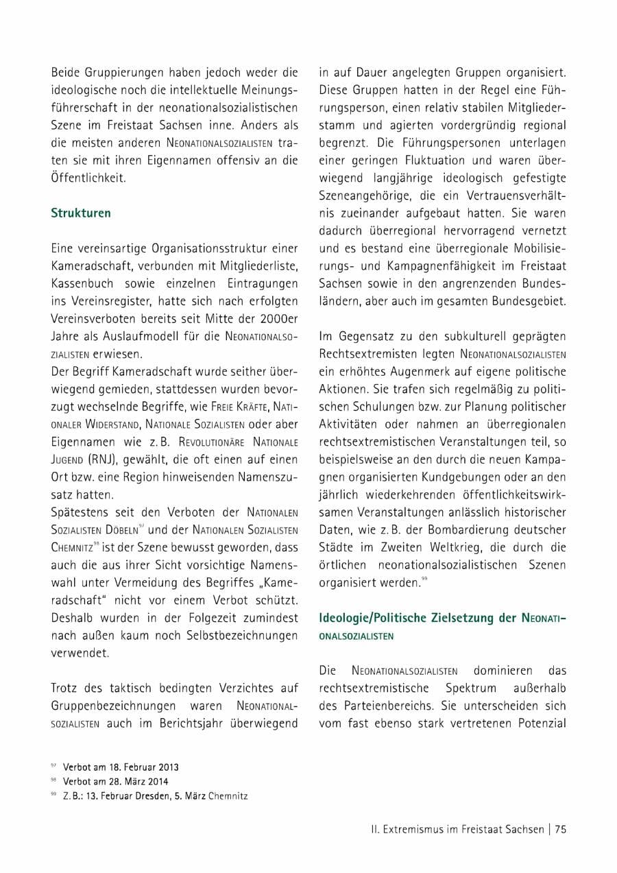 Seite 76 des Verfassungsschutzbericht 2014 Sachsen
