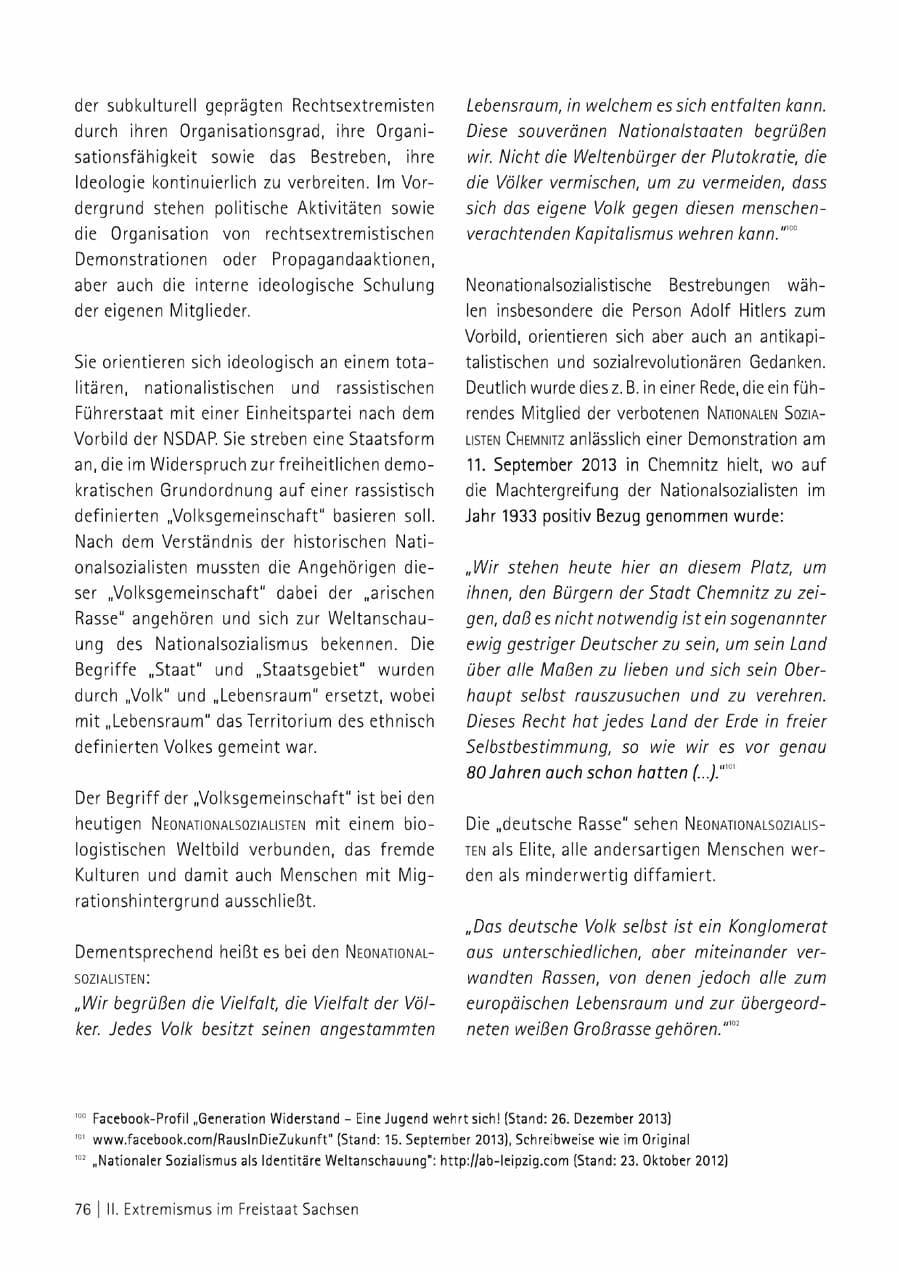 Seite 77 des Verfassungsschutzbericht 2014 Sachsen