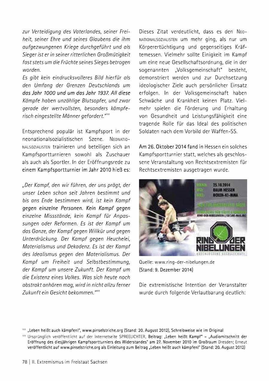 Seite 79 des Verfassungsschutzbericht 2014 Sachsen