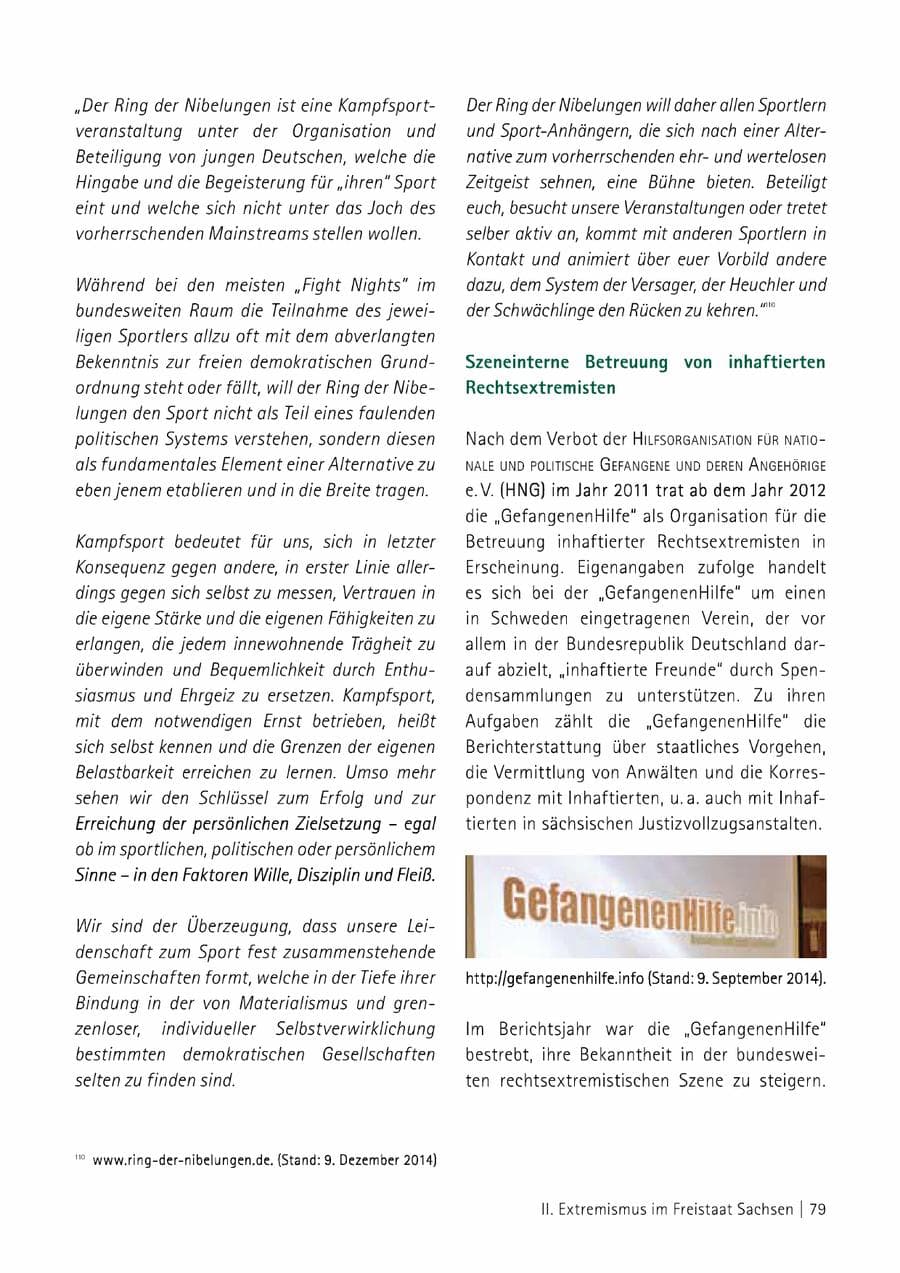 Seite 80 des Verfassungsschutzbericht 2014 Sachsen