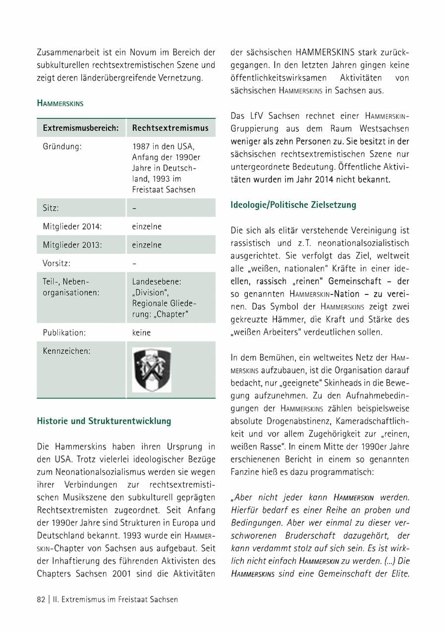 Seite 83 des Verfassungsschutzbericht 2014 Sachsen
