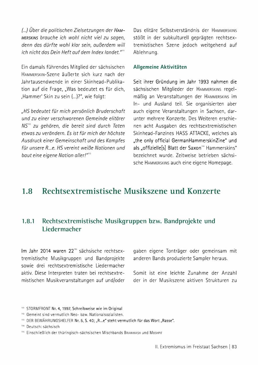 Seite 84 des Verfassungsschutzbericht 2014 Sachsen