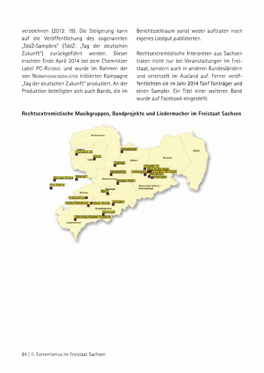 Seite 85 des Verfassungsschutzbericht 2014 Sachsen