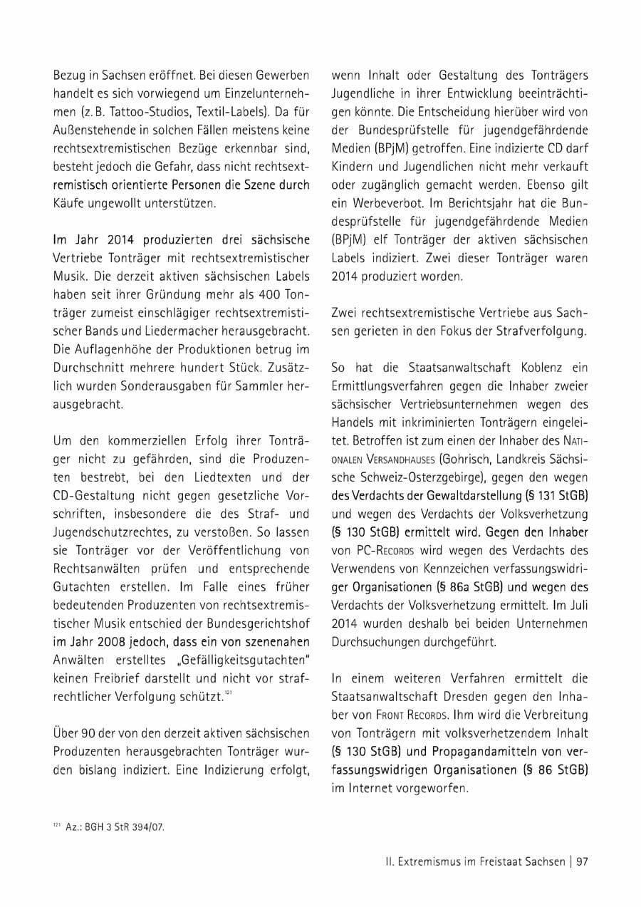 Seite 98 des Verfassungsschutzbericht 2014 Sachsen