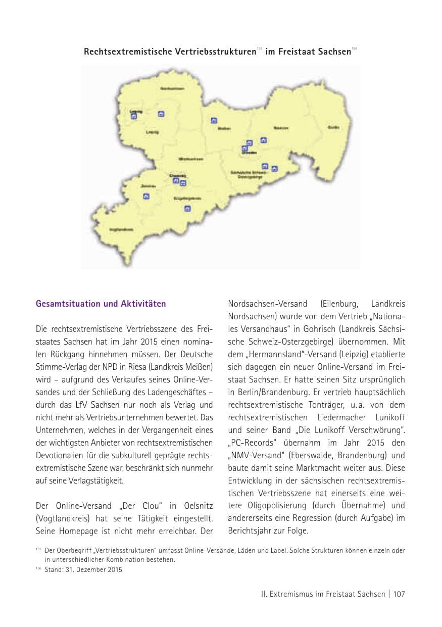 Seite 109 des Verfassungsschutzbericht 2015 Sachsen