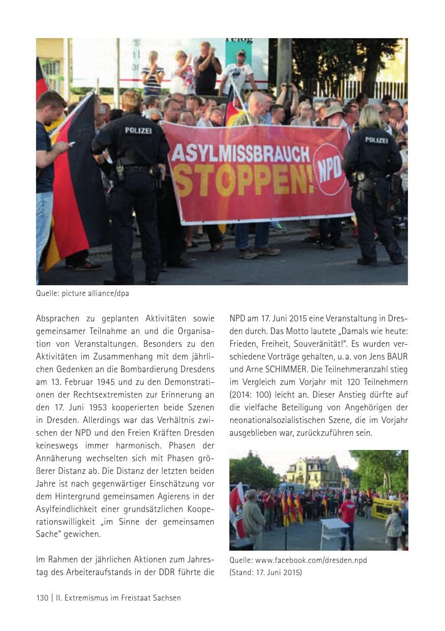 Seite 132 des Verfassungsschutzbericht 2015 Sachsen