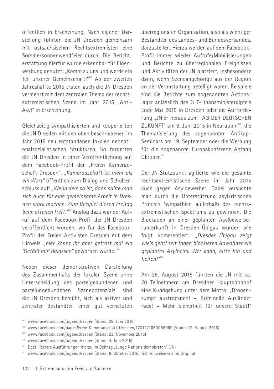 Seite 134 des Verfassungsschutzbericht 2015 Sachsen