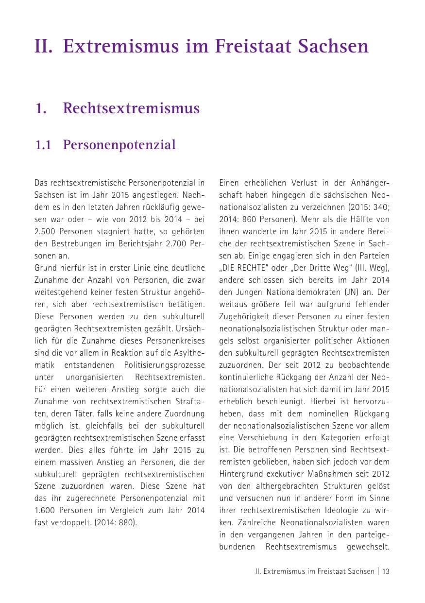 Seite 15 des Verfassungsschutzbericht 2015 Sachsen