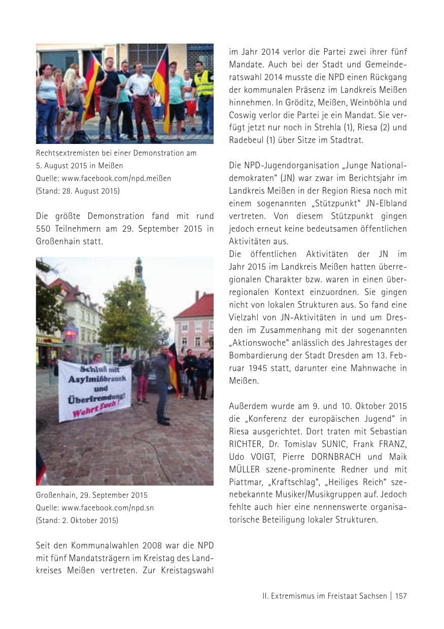 Seite 159 des Verfassungsschutzbericht 2015 Sachsen