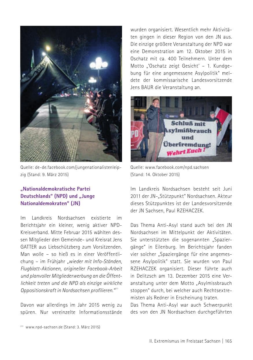 Seite 167 des Verfassungsschutzbericht 2015 Sachsen
