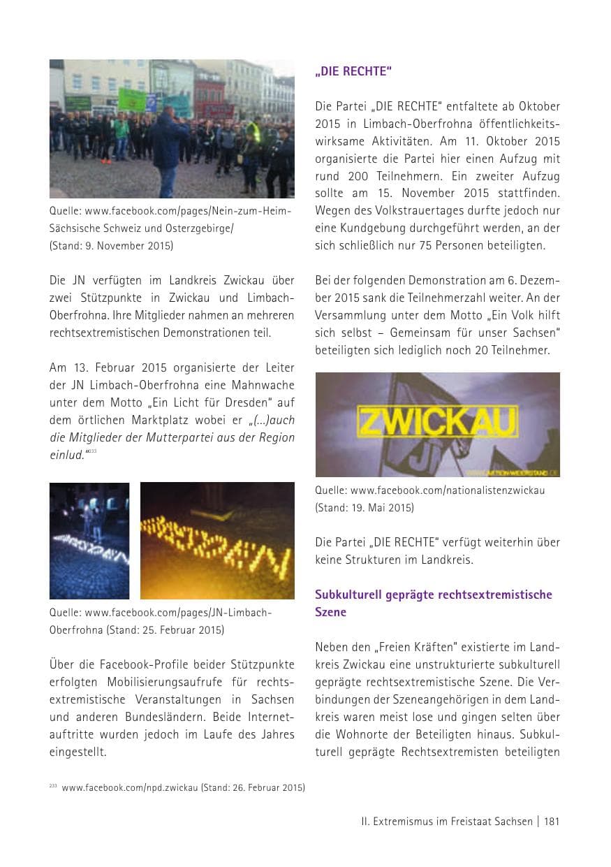 Seite 183 des Verfassungsschutzbericht 2015 Sachsen