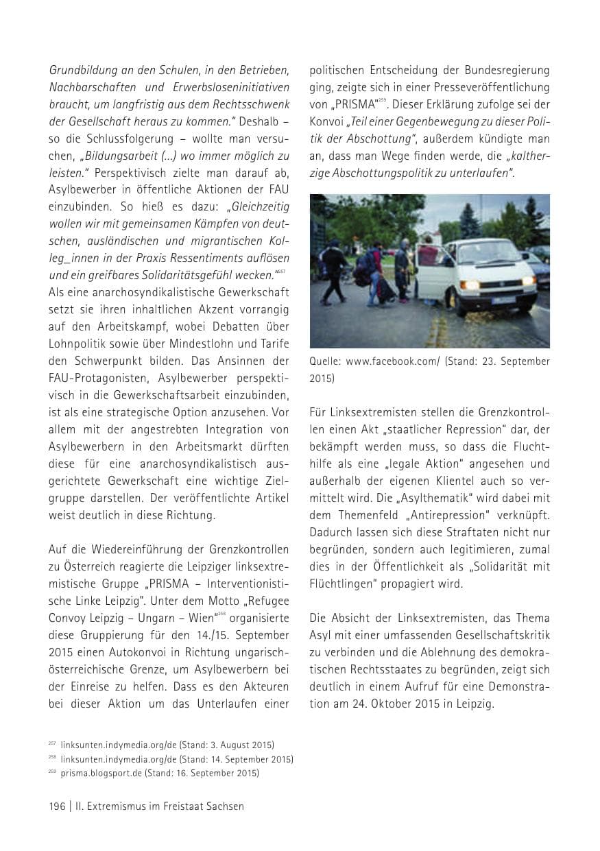 Seite 198 des Verfassungsschutzbericht 2015 Sachsen