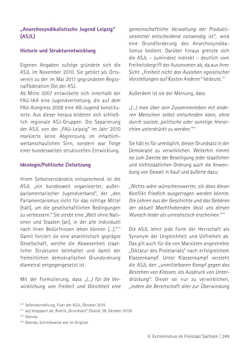 Seite 251 des Verfassungsschutzbericht 2015 Sachsen