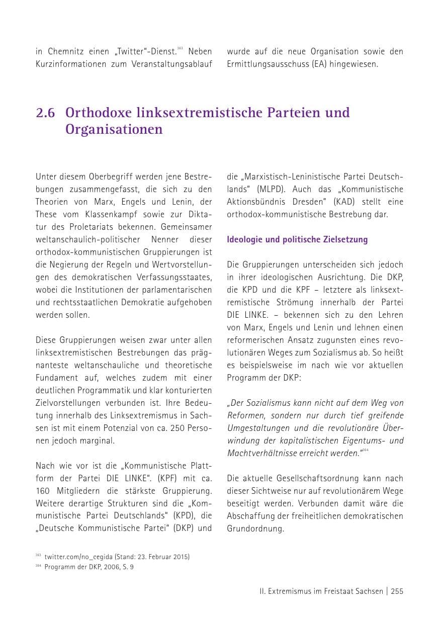 Seite 257 des Verfassungsschutzbericht 2015 Sachsen