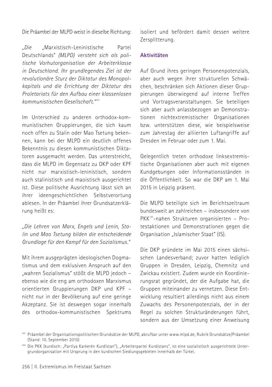 Seite 258 des Verfassungsschutzbericht 2015 Sachsen