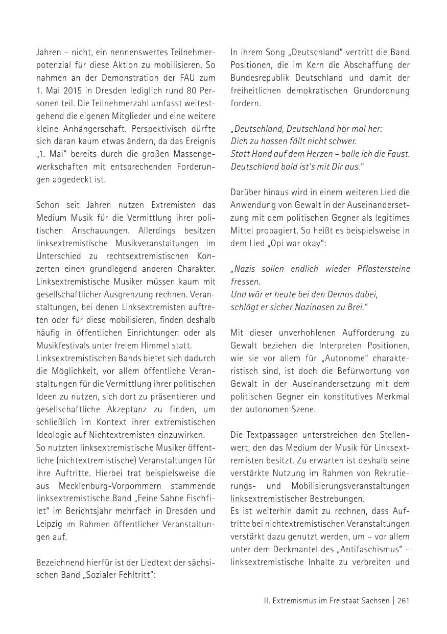 Seite 263 des Verfassungsschutzbericht 2015 Sachsen