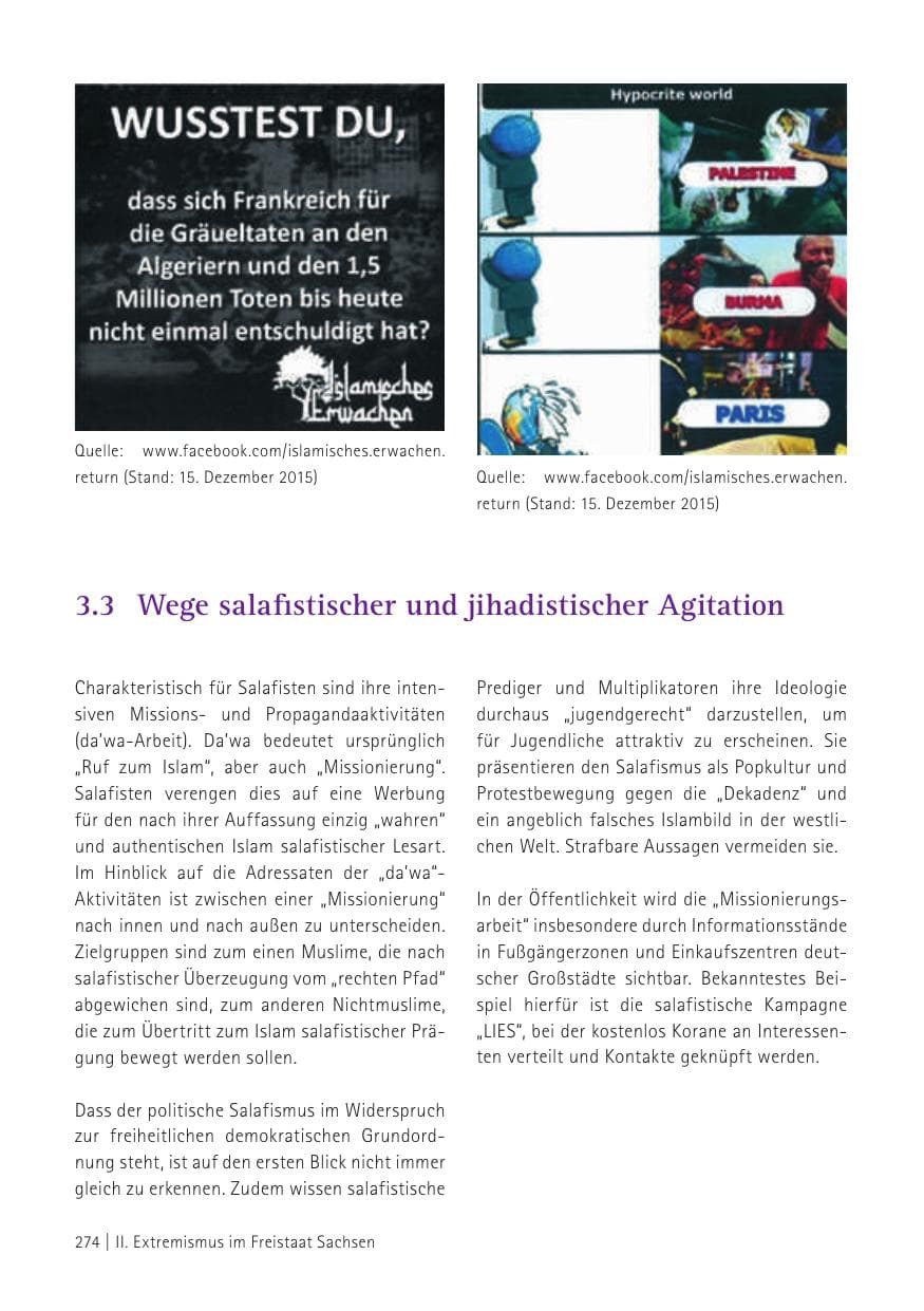 Seite 276 des Verfassungsschutzbericht 2015 Sachsen