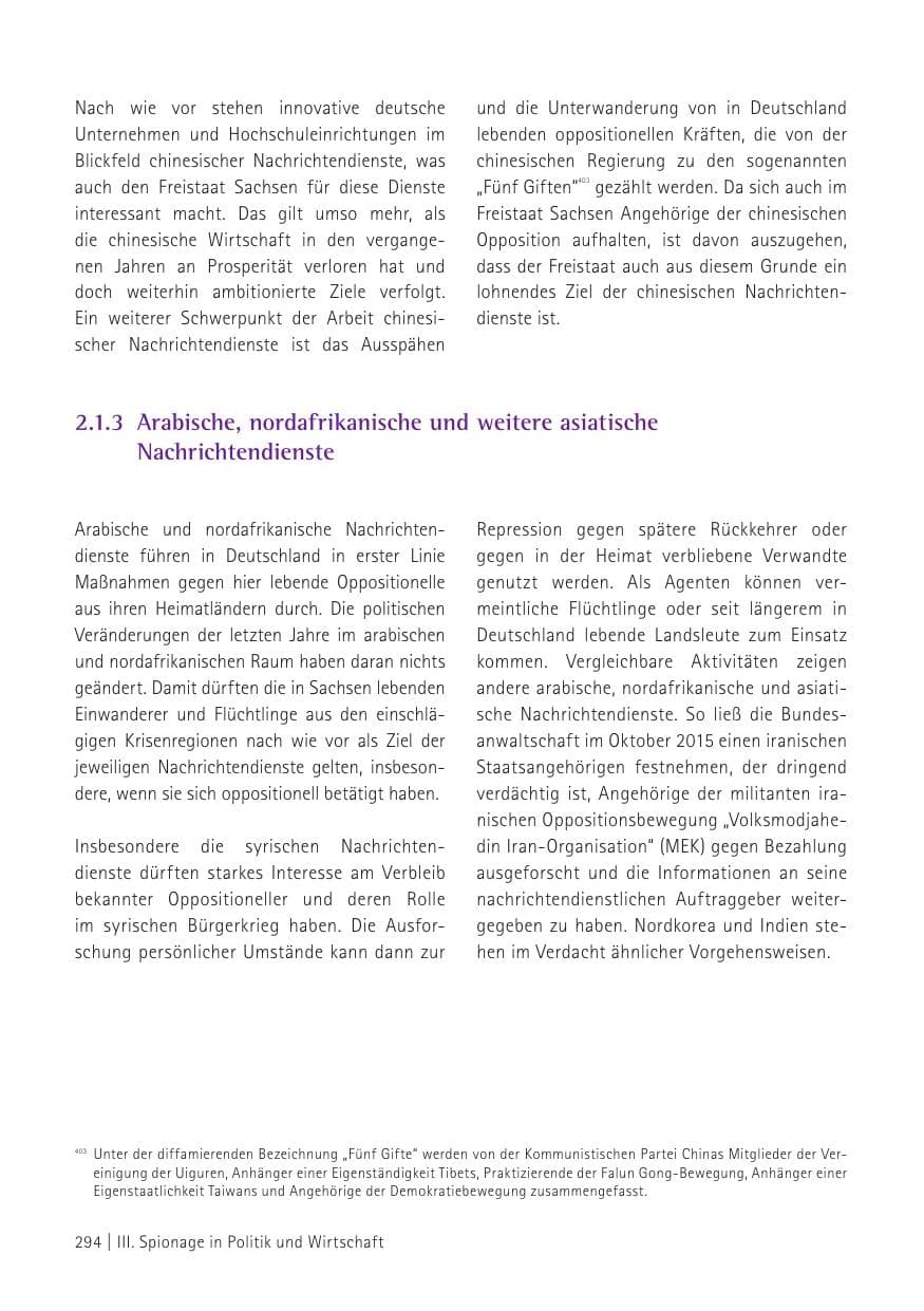 Seite 296 des Verfassungsschutzbericht 2015 Sachsen