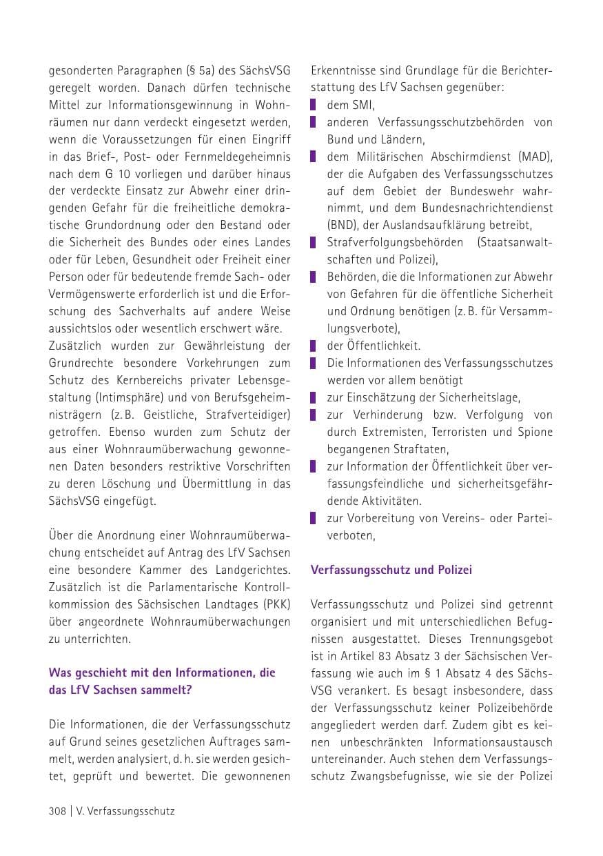 Seite 310 des Verfassungsschutzbericht 2015 Sachsen