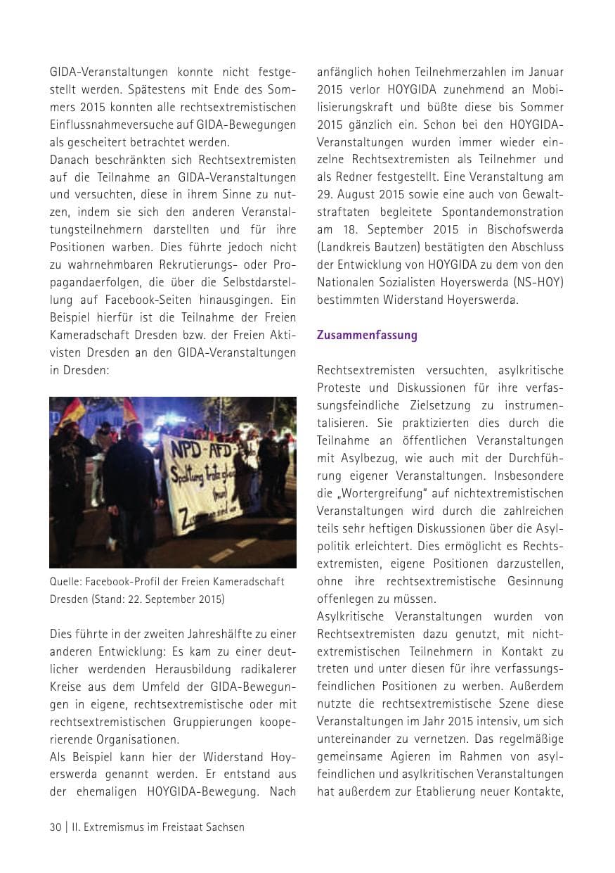 Seite 32 des Verfassungsschutzbericht 2015 Sachsen
