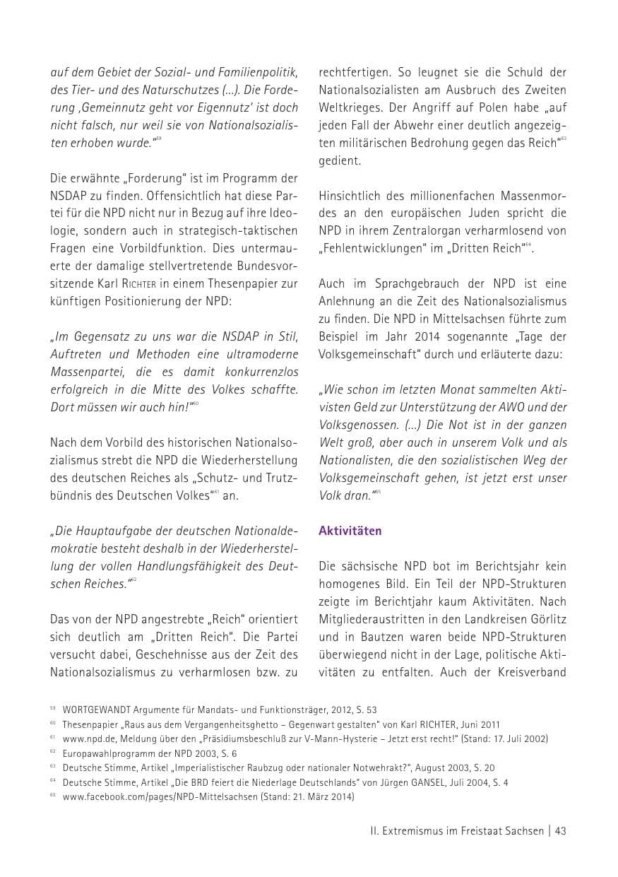 Seite 45 des Verfassungsschutzbericht 2015 Sachsen
