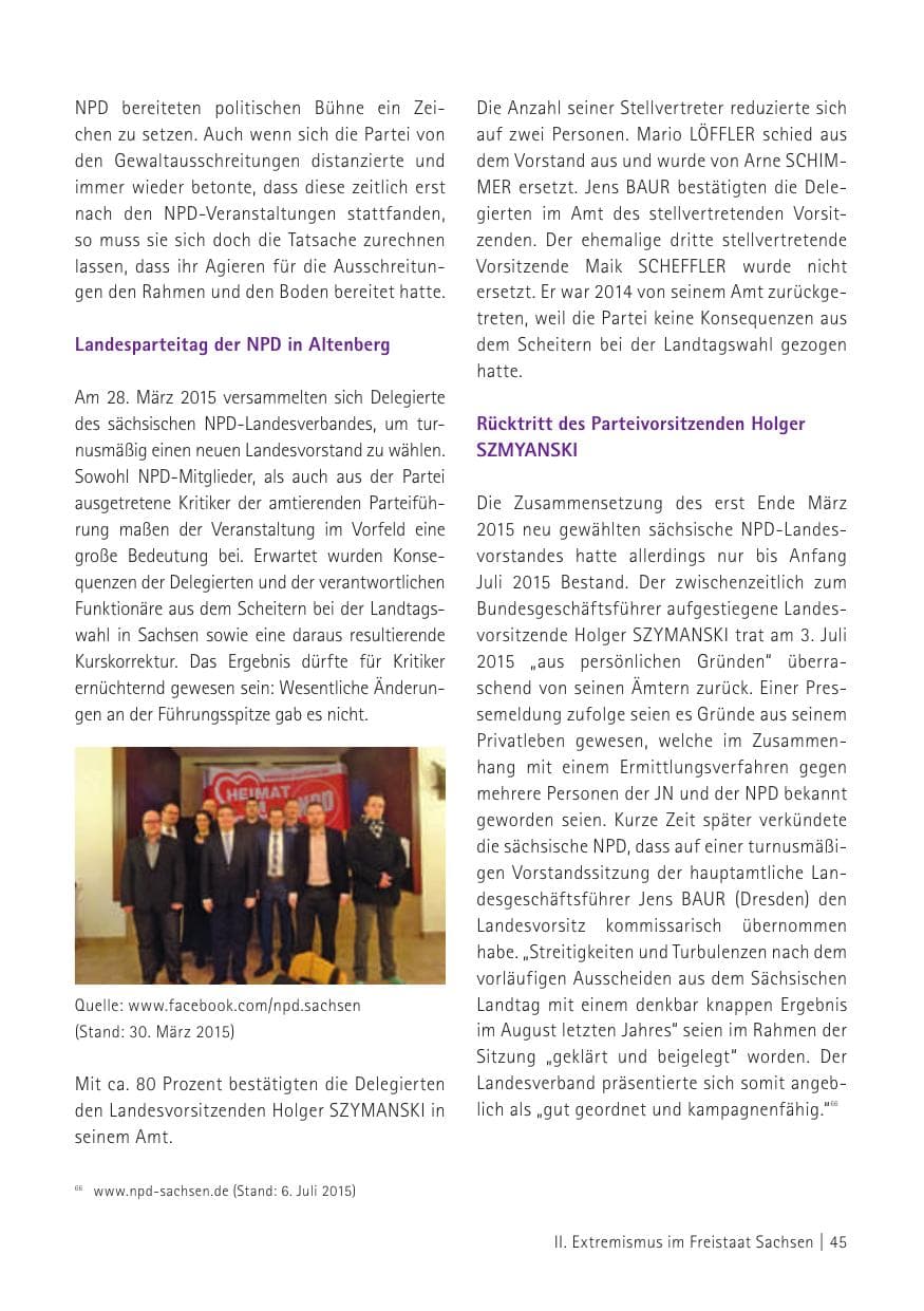 Seite 47 des Verfassungsschutzbericht 2015 Sachsen