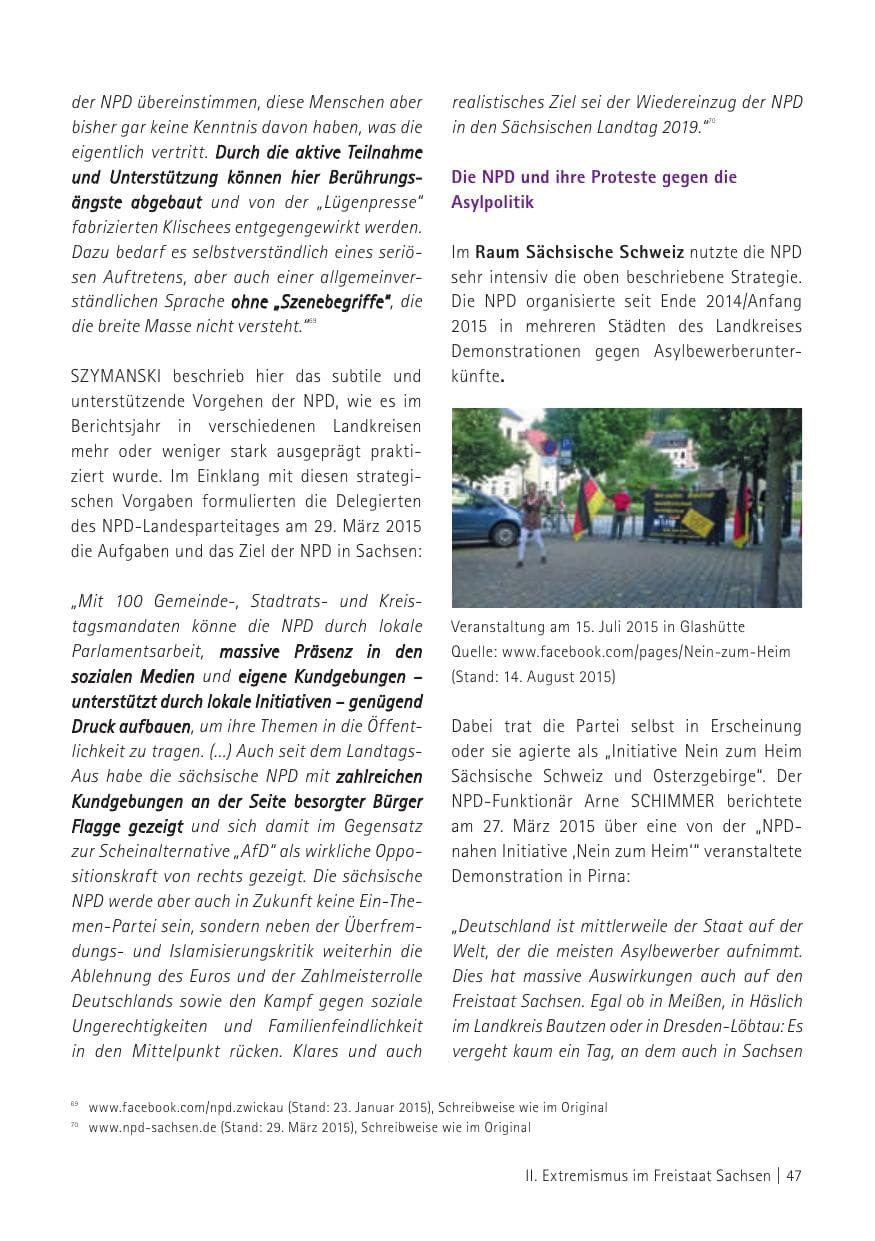 Seite 49 des Verfassungsschutzbericht 2015 Sachsen