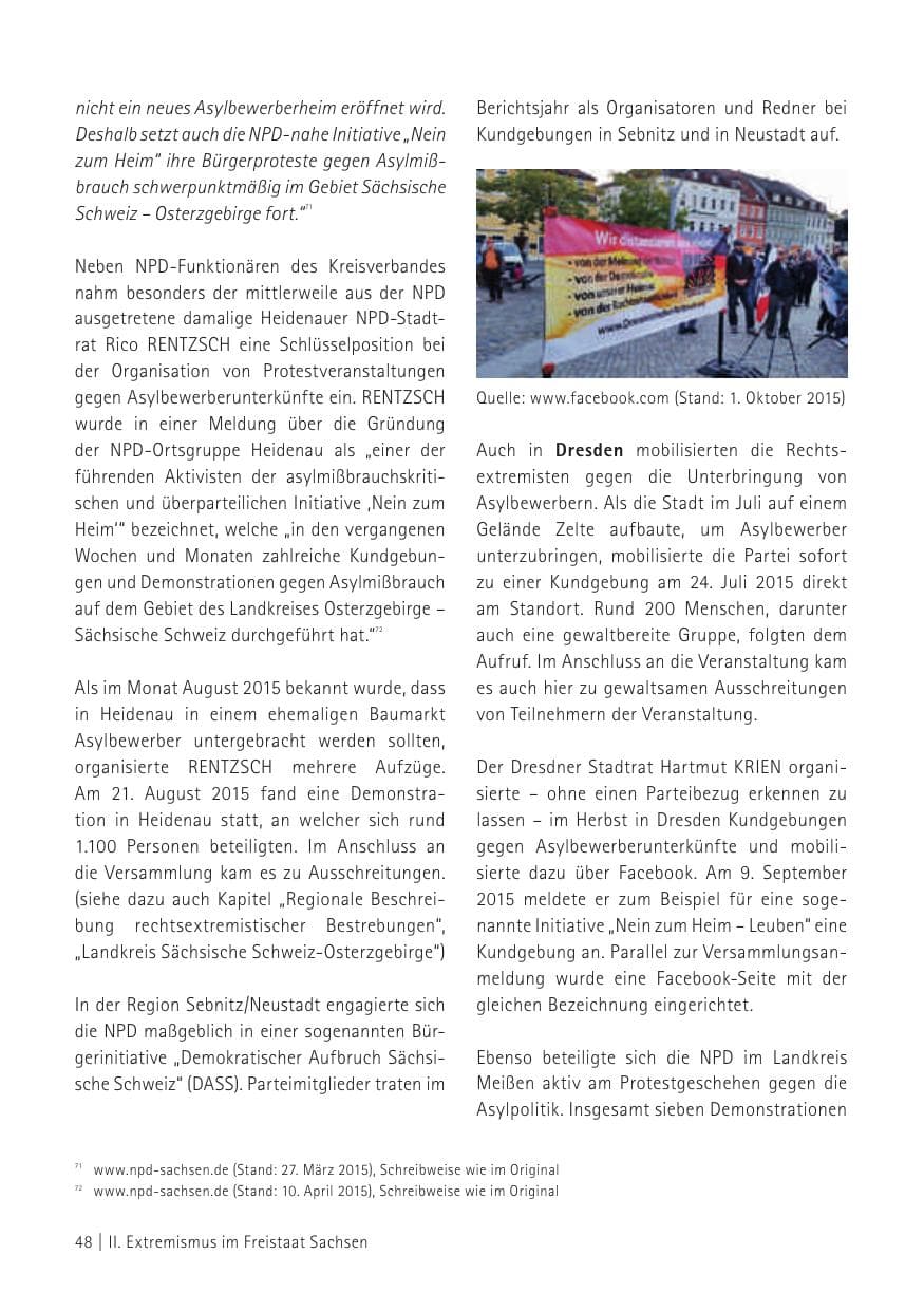 Seite 50 des Verfassungsschutzbericht 2015 Sachsen