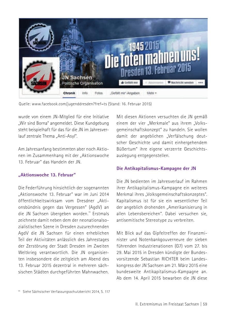 Seite 61 des Verfassungsschutzbericht 2015 Sachsen