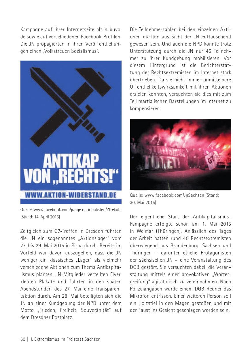 Seite 62 des Verfassungsschutzbericht 2015 Sachsen