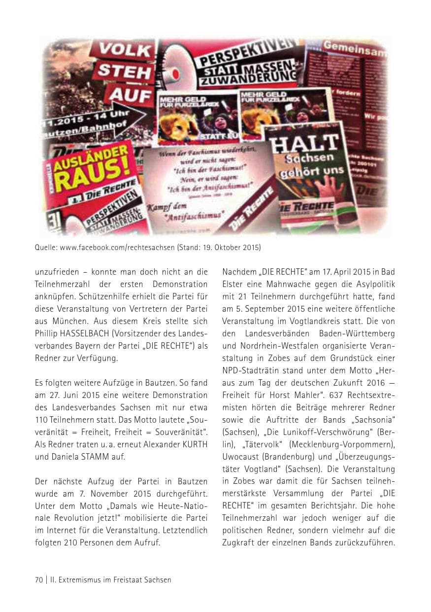 Seite 72 des Verfassungsschutzbericht 2015 Sachsen