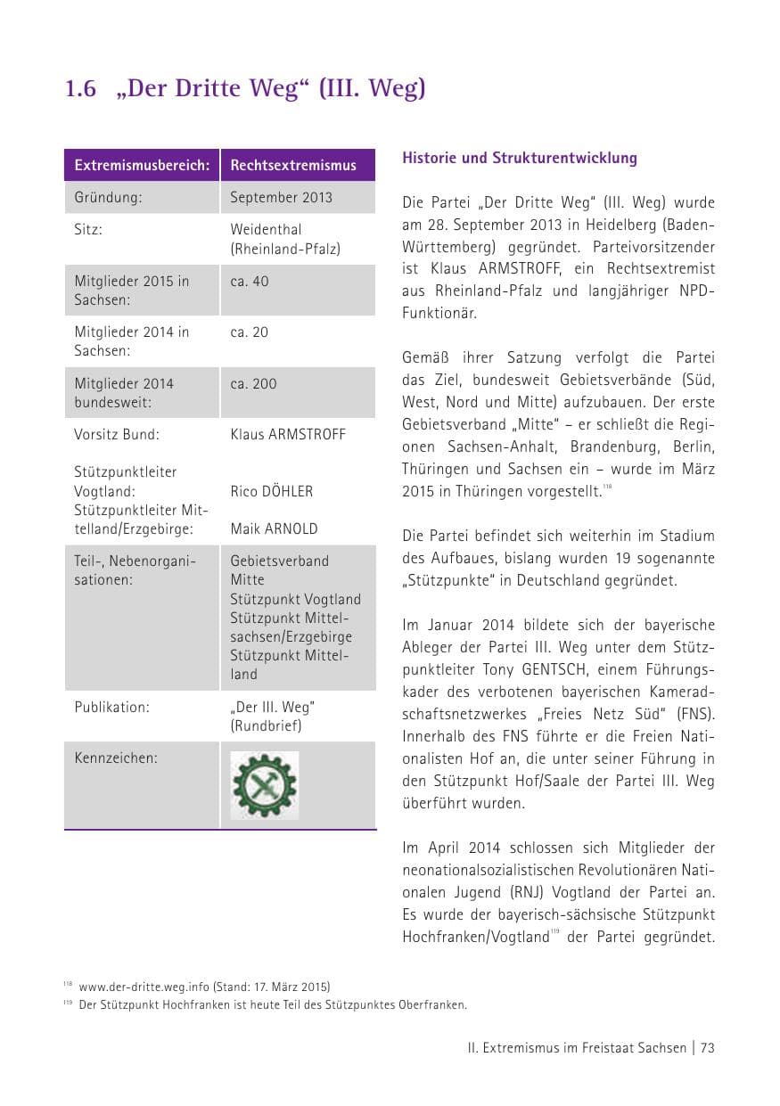 Seite 75 des Verfassungsschutzbericht 2015 Sachsen
