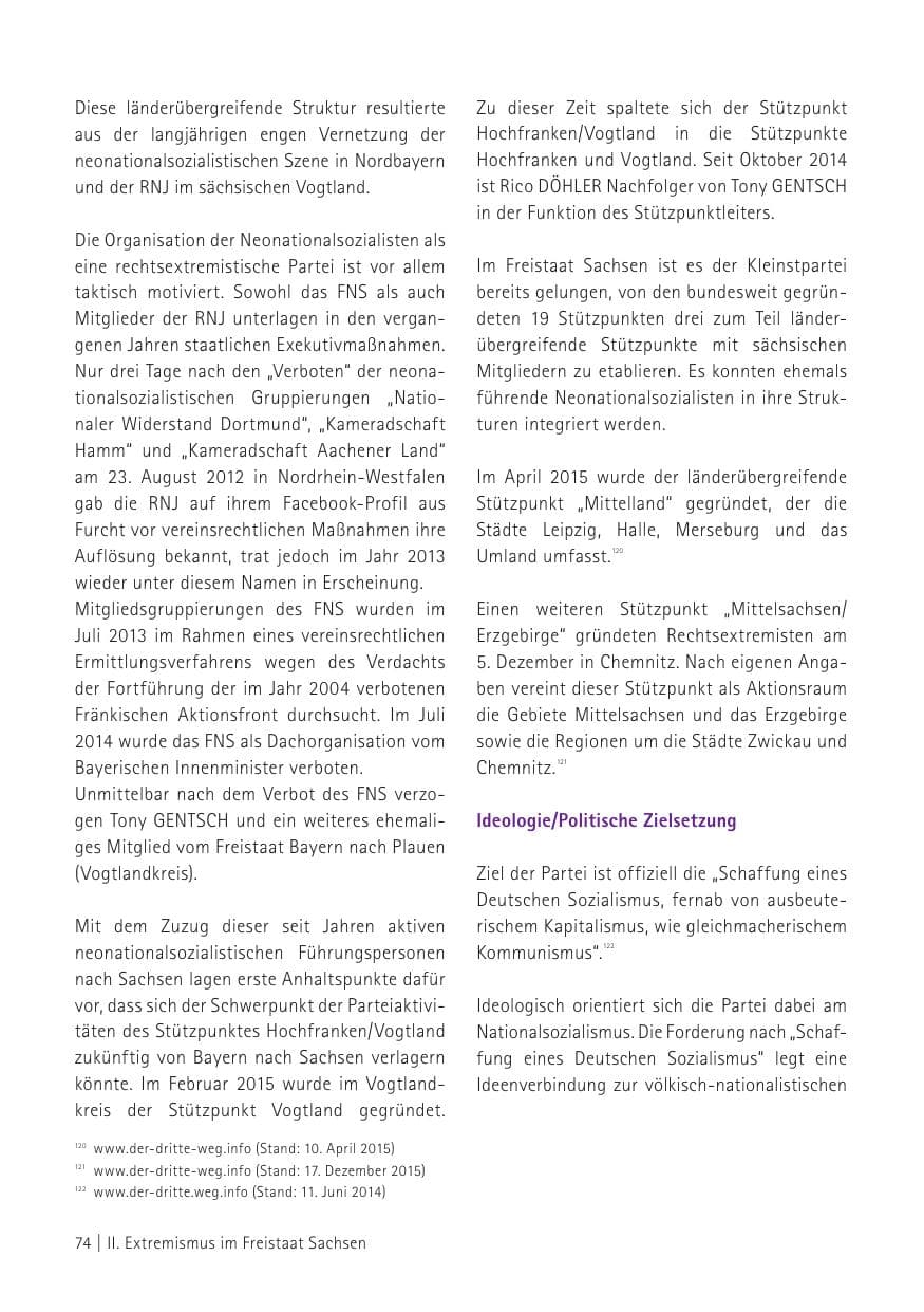 Seite 76 des Verfassungsschutzbericht 2015 Sachsen