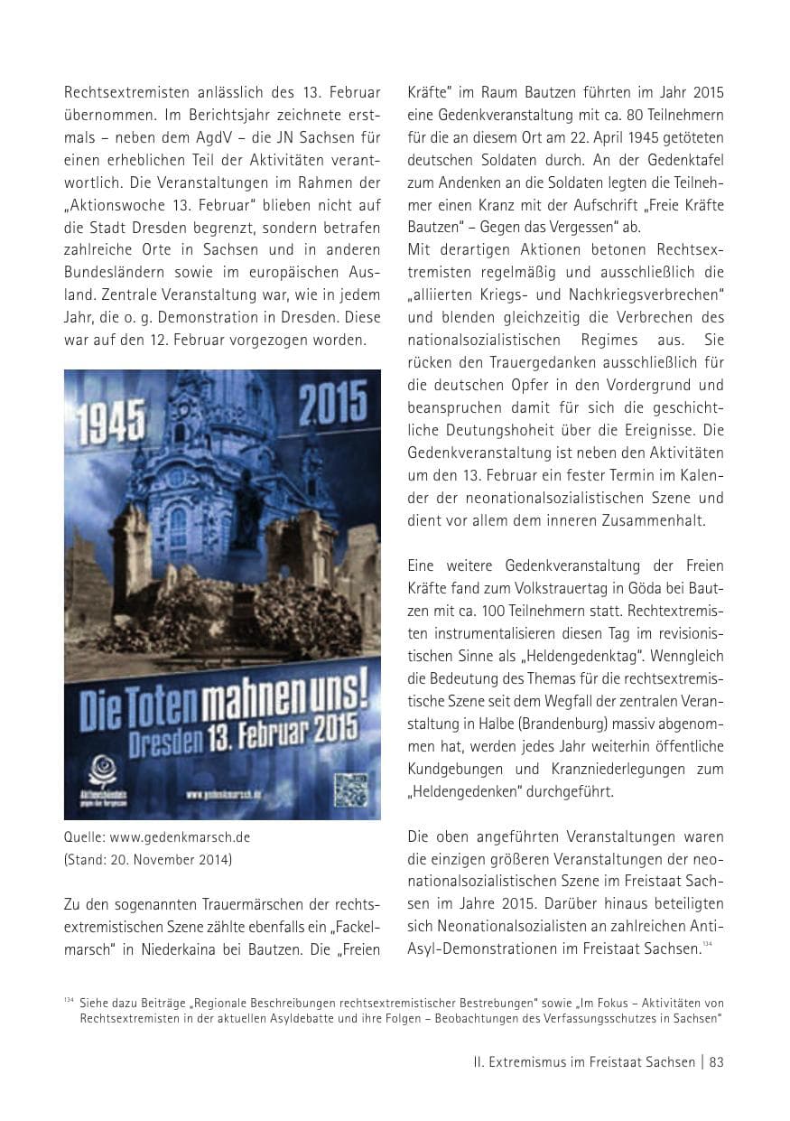 Seite 85 des Verfassungsschutzbericht 2015 Sachsen