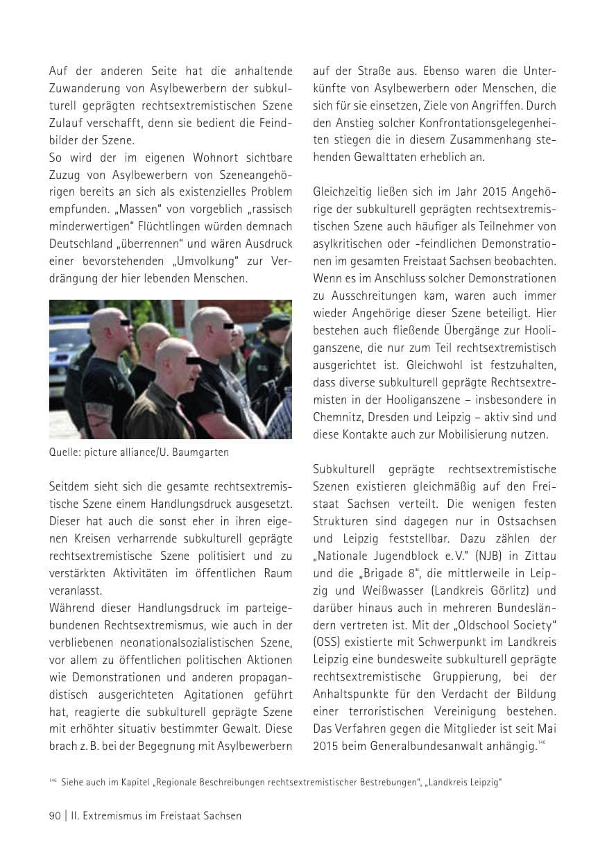 Seite 92 des Verfassungsschutzbericht 2015 Sachsen