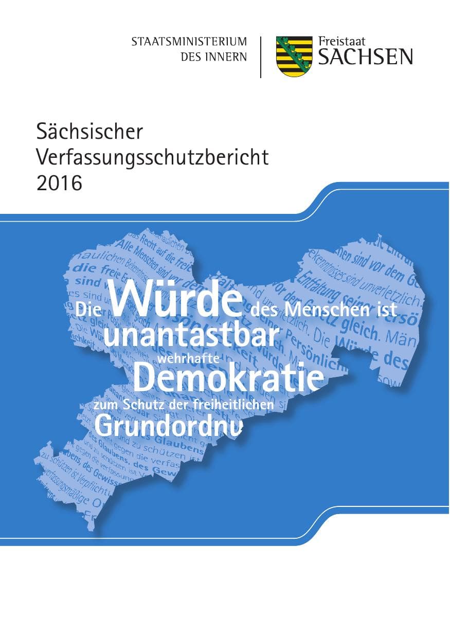 Seite 1 des Verfassungsschutzbericht 2016 Sachsen