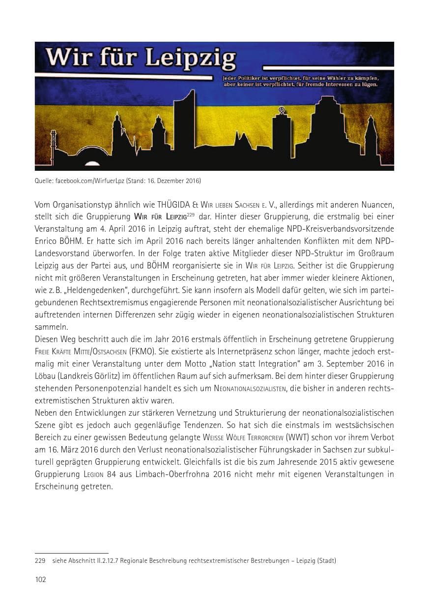 Seite 104 des Verfassungsschutzbericht 2016 Sachsen