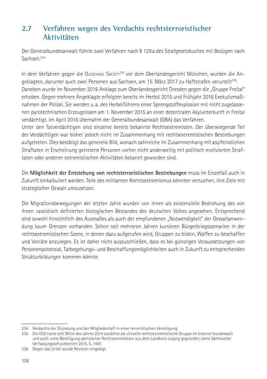 Seite 110 des Verfassungsschutzbericht 2016 Sachsen