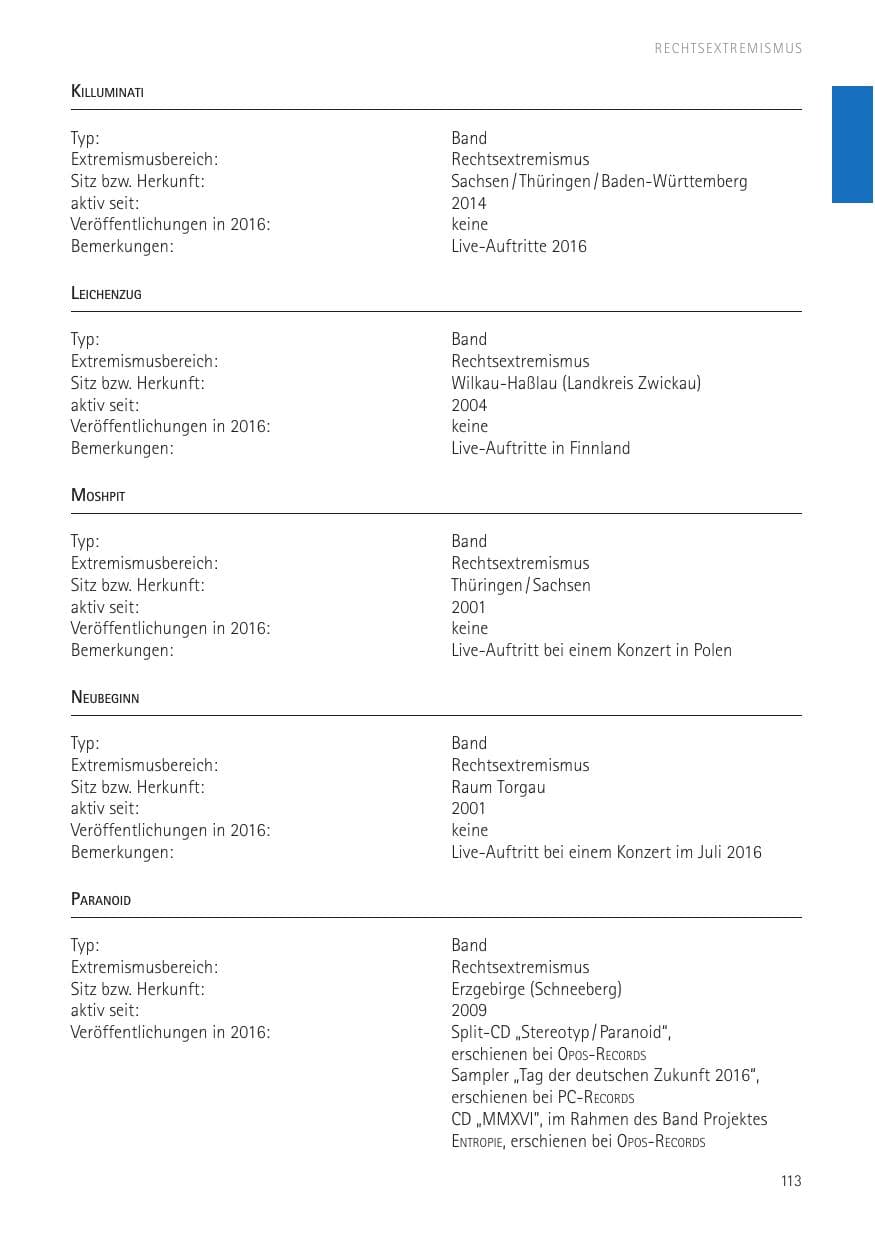 Seite 115 des Verfassungsschutzbericht 2016 Sachsen