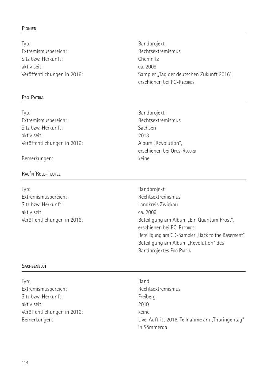 Seite 116 des Verfassungsschutzbericht 2016 Sachsen