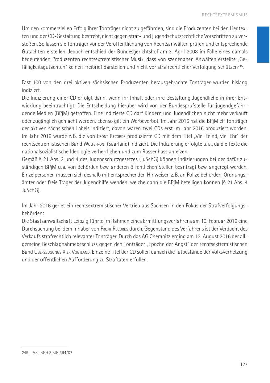 Seite 129 des Verfassungsschutzbericht 2016 Sachsen